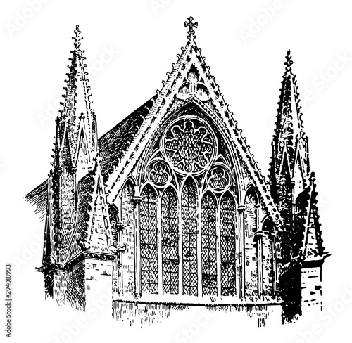 Lincoln Cathedral, of the Blessed Virgin Mary of Lincoln, vintage engraving.