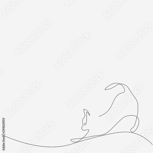 Fototapeta Naklejka Na Ścianę i Meble -  Cat playing, cute animal line draw vector illustration