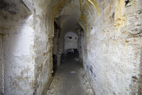 Abandoned Bunker. Inside a old Bunker  historic building left to rot in the Alps
