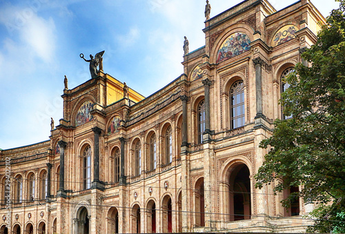 Munich  frontal facade of the Maximilianeum  Renaissance Palace completed in year 1874  premises of a gifted student s foundation and of the Bavarian state parliament.