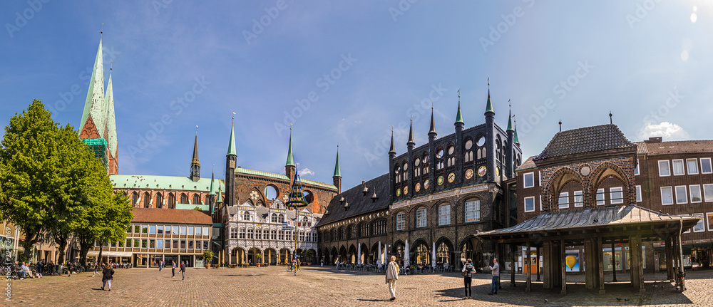Fototapeta premium Lübeck Marktplatz Panorama