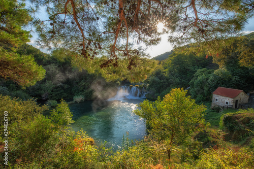 Fototapeta Naklejka Na Ścianę i Meble -  Amazing and powerfull waterfall _ Krka river, croatia