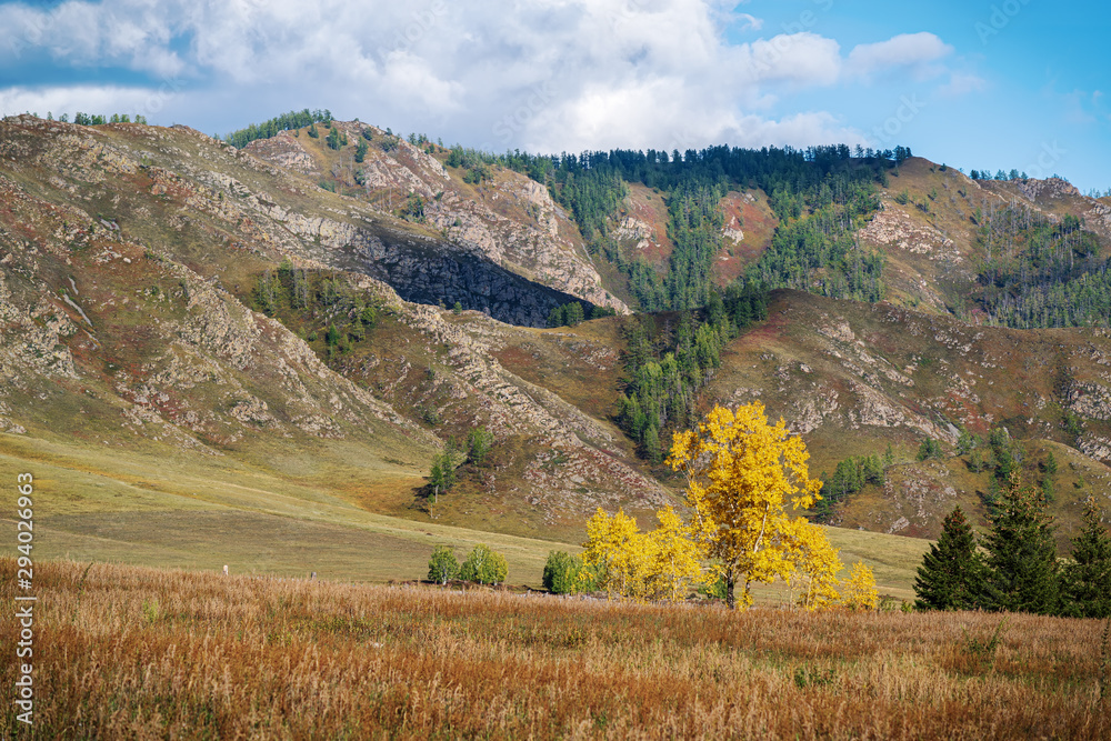 Autumn mountain landscape along the Chuysky tract