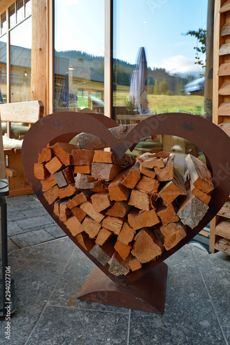 kaminholzständer im gschtrüübelhof  im kleinwalsertall photo