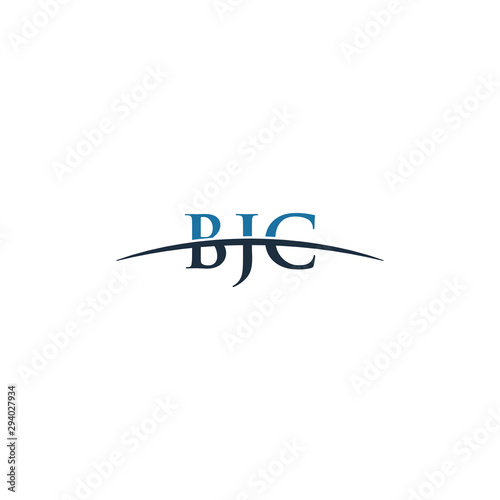 Initial letter BJC, overlapping movement swoosh horizon logo company design inspiration in blue and gray color vector