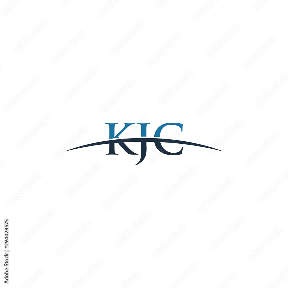 Initial letter KJC, overlapping movement swoosh horizon logo company design inspiration in blue and gray color vector