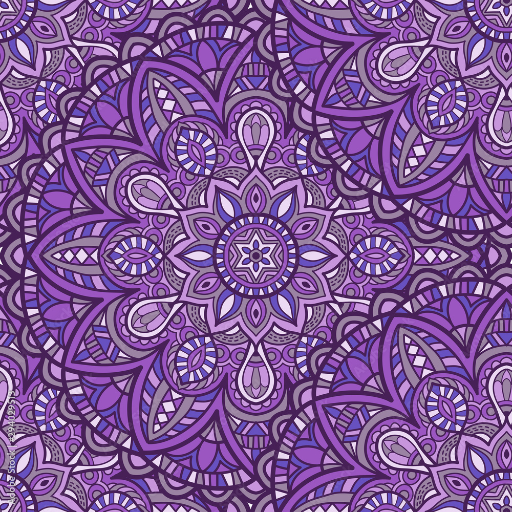 Mandala vector seamless pattern background. Tribal ornament.