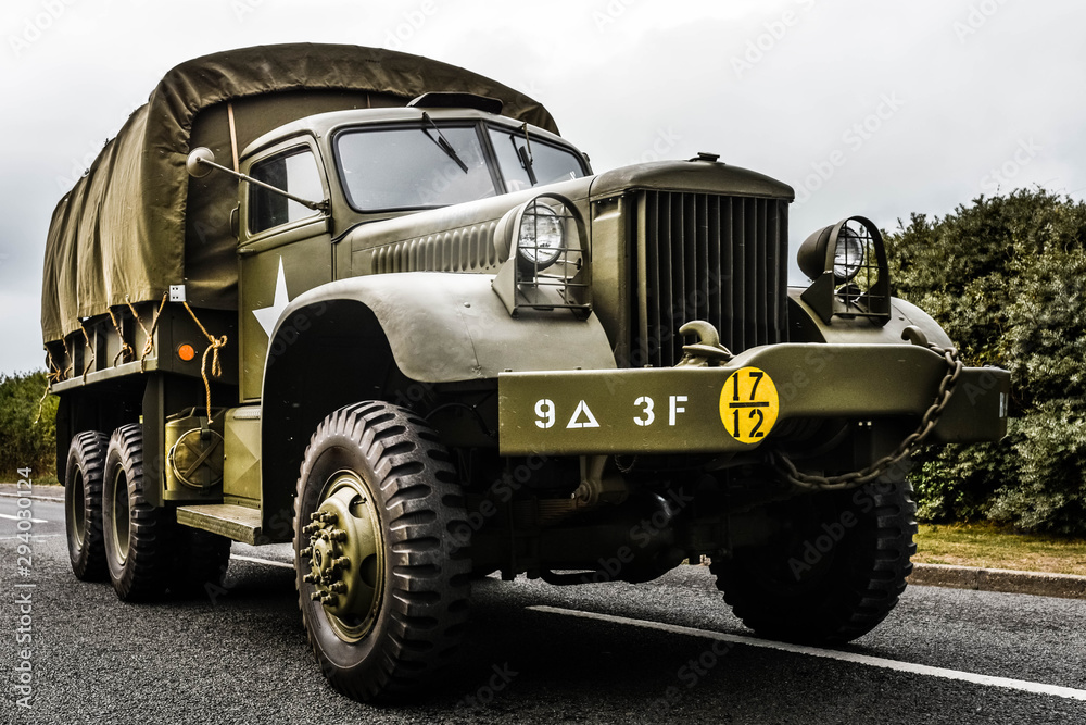 military vehicle of the second world war in close up