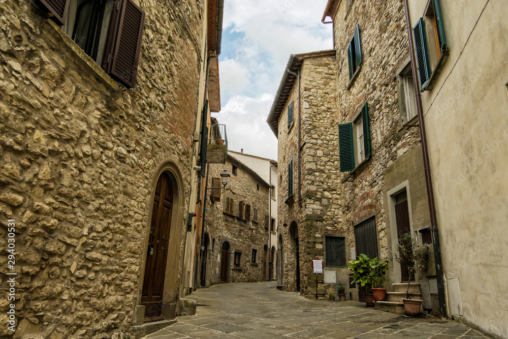 Street view of Radda in Chianti, Tuscany. A small typical town in Italy.