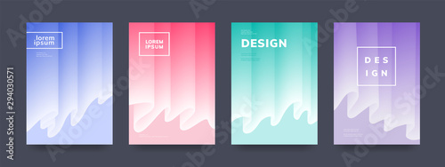 Covers with elegant wavy pattern. Design with monochrome gradient. Applicable for journal, catalog, posters, business brochures and banner. Vector template. Eps10