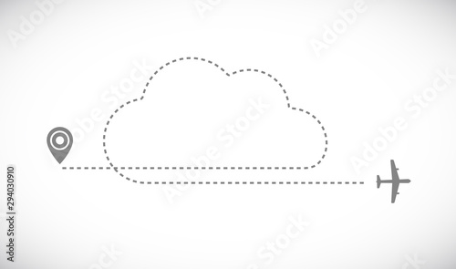 plane cloud track icon