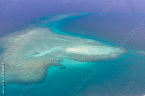 Aerial view of Maldives atolls is the world top beauty. Maldives tourism. Amazing aerial of the beautiful atolls of the Maldives. © icemanphotos