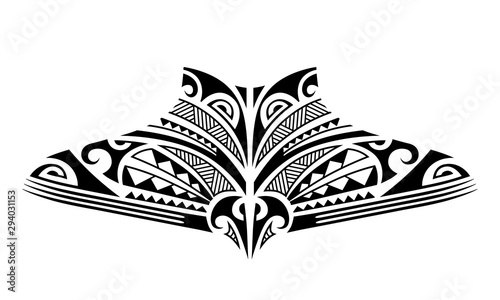 Maori tattoo sketch. Tribal ethno style tattoo for neck, back, chest.