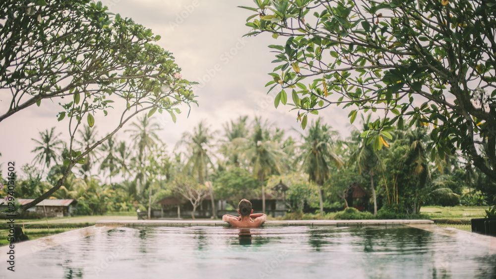 Infinity pool with a view on rice terrace, Ubud, Bali Infinity pool with a view on rice terrace, Ubud, Bali