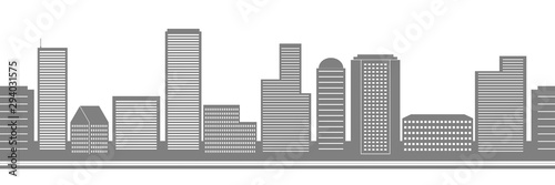 Seamless city background made from skyscrapers and multistory buildings. Vector.