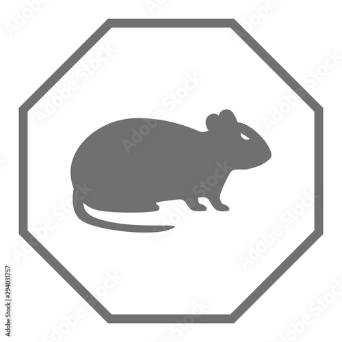 RAT silhouette in octagon. STOP RODENTS sign. Vector.