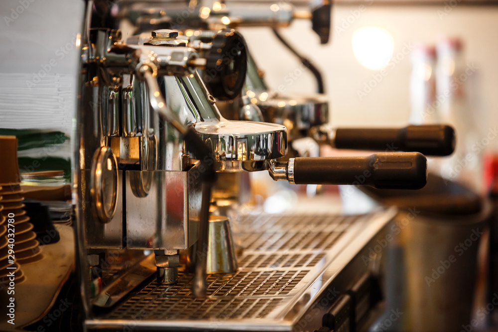 Close-up of espresso pouring Coffee Machine Close-up of espresso pouring Coffee Machine