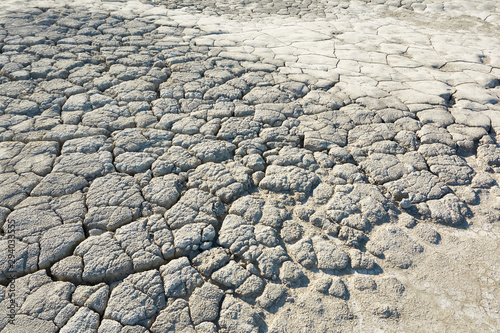 Dry soil with deep cracks. Cracked mud surface. Texture of cracks on the ground.