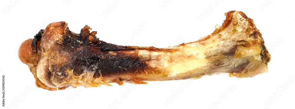 Small bones on a white background. food scraps. chicken bones Small bones on a white background. food scraps. chicken bones