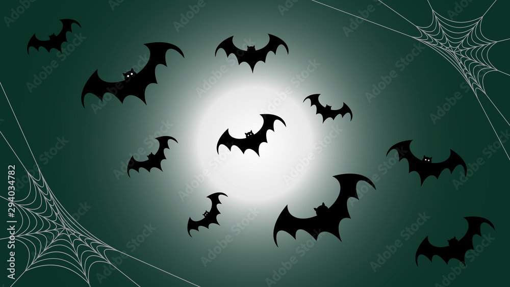 Flying black bat silhouettes, halloween decoration