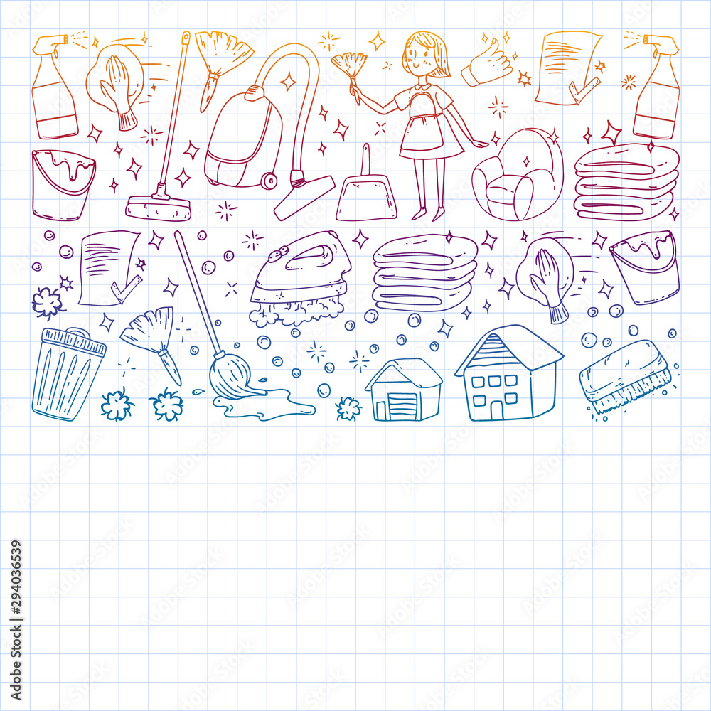 Cleaning services company vector pattern, squared notebook Cleaning services company vector pattern, squared notebook