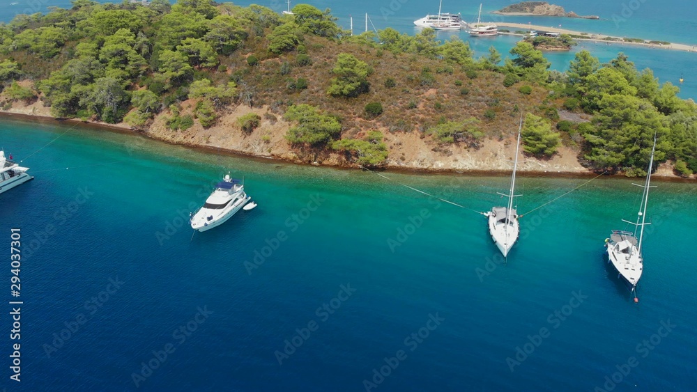 Several Sailing yachts, a delightful seascape drone photo.