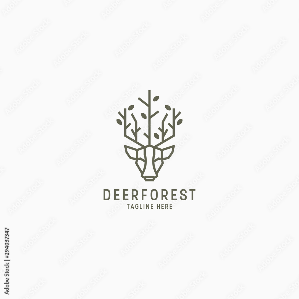 Deer Forest Logo Icon Design Template Vector Illustration