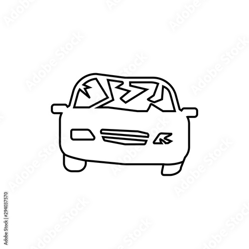 Car Crash Icon. Vector black icon isolated on white background. photo