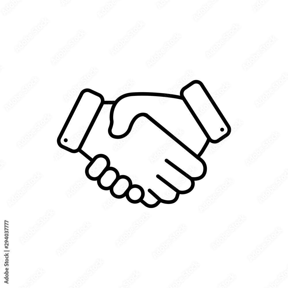 modern flat design linear icon of handshake gesture | black thin line pictogram isolated on white background. simple vector icon modern flat design linear icon of handshake gesture | black thin line pictogram isolated on white background. simple vector icon
