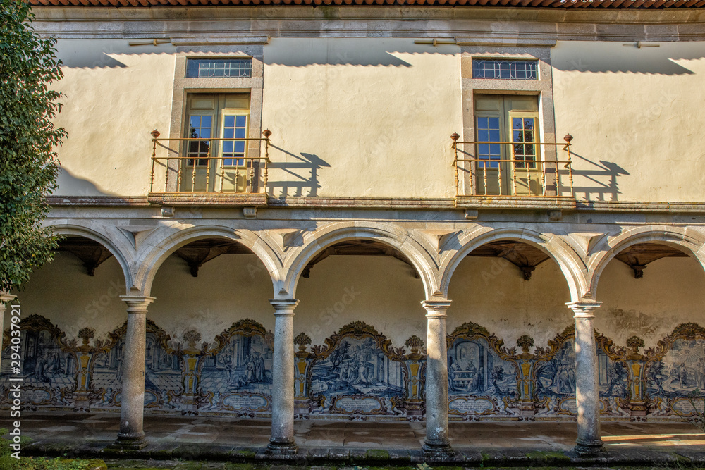Balcony, Cloister and Tile In Sun, Tibaes Monastery, Portugal 