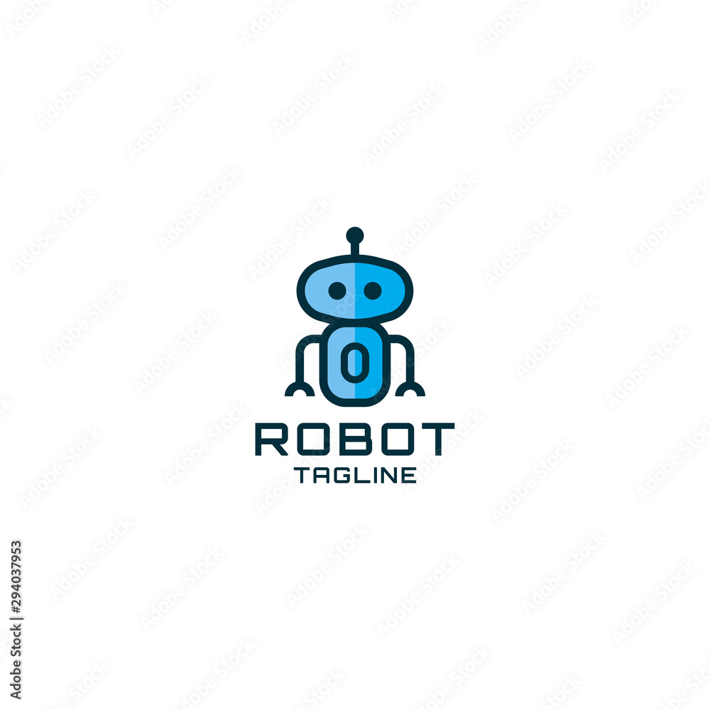 Blue Robot Logo Icon Design Template. Bot, Machine Vector Illustration Blue Robot Logo Icon Design Template. Bot, Machine Vector Illustration