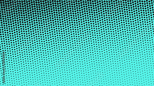 Turquoise with black pop art background with dots design, abstract vector illustration in retro comics style .