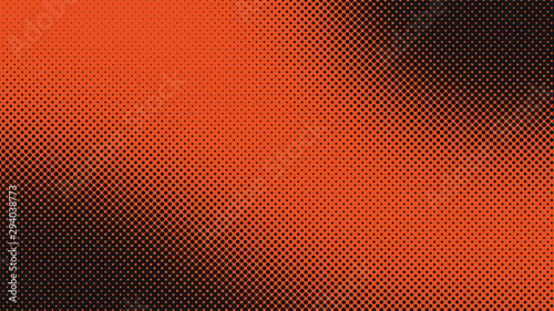 Orange and black retro comic pop art background with halftone dots design, vector illustration template