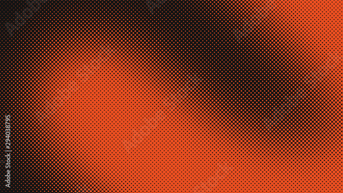 Orange and black retro comic pop art background with halftone dots design, vector illustration template