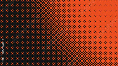 Orange and black retro pop art background with halftone dots design