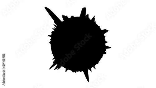 spiky oil ball with displacements on surface. 3d animation loop with alpha matte.