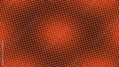 Orange and black pop art background in vitange comic style with halftone dots, vector illustration template for your design