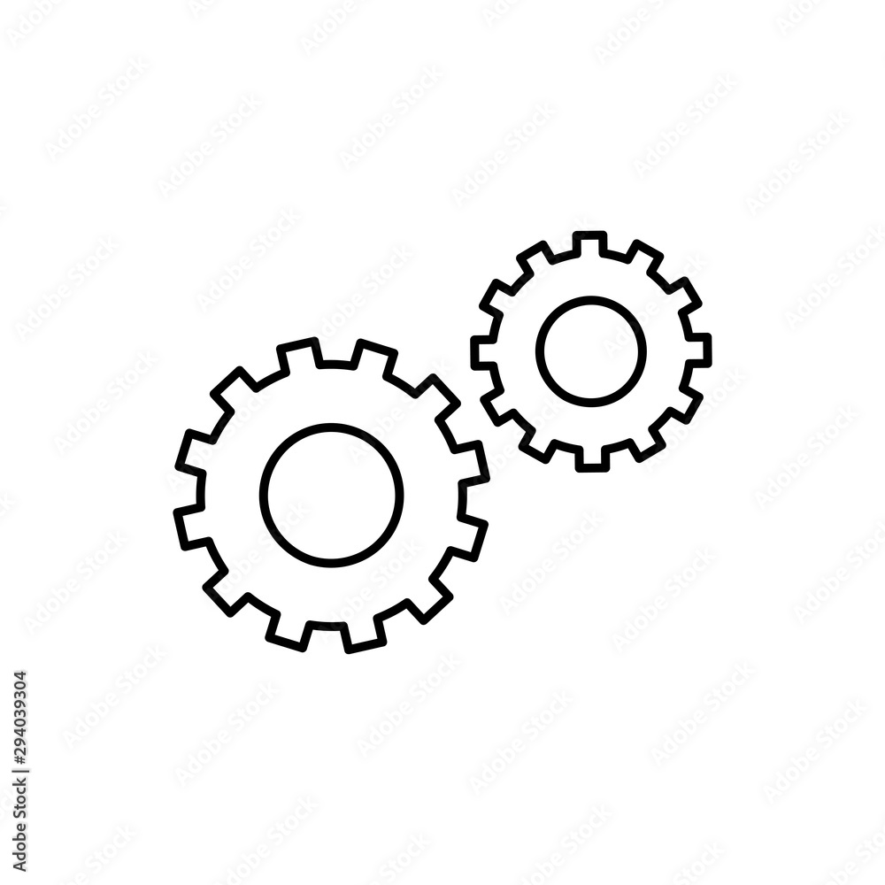 Vector outline gear icon. Cogwheel connection. Premium quality vector symbol drawing concept for your logo web mobile app UI design. Vector outline gear icon. Cogwheel connection. Premium quality vector symbol drawing concept for your logo web mobile app UI design.