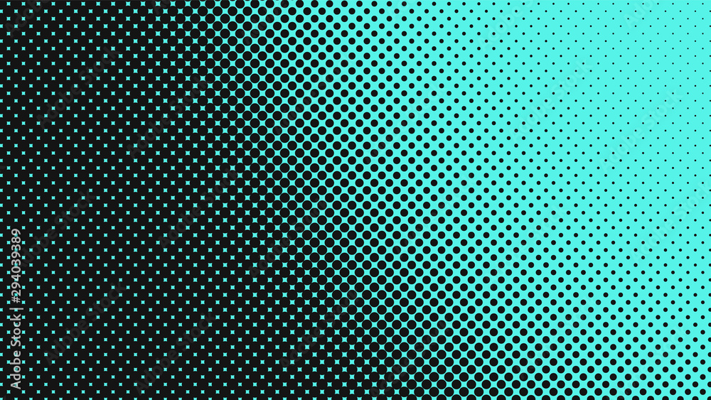Plakat Light turquoise with black modern pop art background with halftone dots design, vector illustration