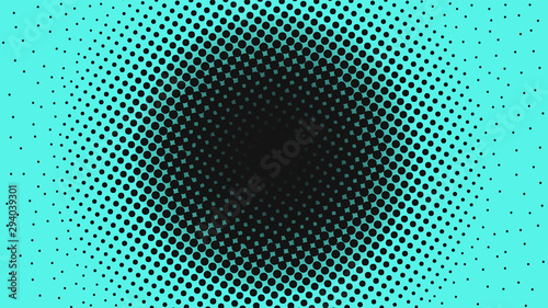Light turquoise with black pop art background in retro comic style with halftone dots, vector illustration of backdrop with isolated dots