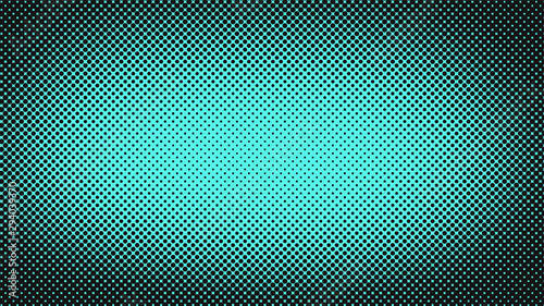 Light turquoise with black retro pop art background with halftone dots design