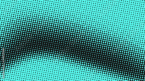 Light turquoise with black retro pop art background with halftone dots design