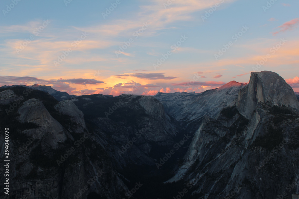 Landscape view of Tenaya Canyon & Half Dome from Glacier Point, Yosemite National Park, California, USA Landscape view of Tenaya Canyon & Half Dome from Glacier Point, Yosemite National Park, California, USA