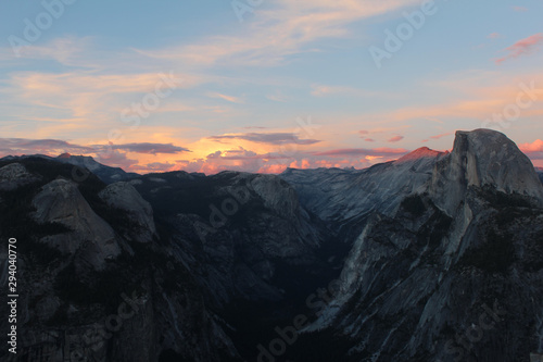 Landscape view of Tenaya Canyon & Half Dome from Glacier Point, Yosemite National Park, California, USA