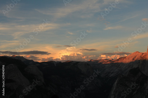 Sunset view of Tenaya Canyon from Glacier Point, Yosemite National Park, California, USA