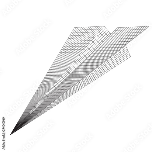 Paper plane flying wireframe vector