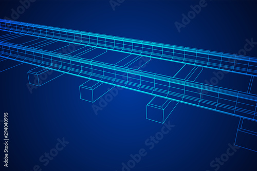Railway wireframe mesh vector