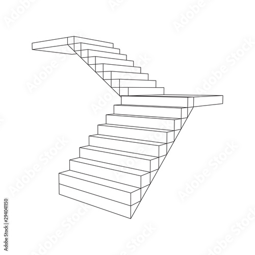 Wireframe stairs, interior staircases steps