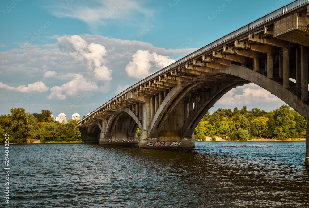 bridge across the Dnieper river in the city of Kiev bridge across the Dnieper river in the city of Kiev
