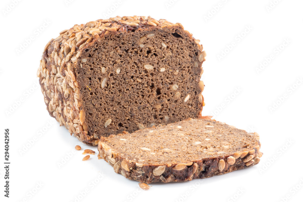 Close up View of Brown Homemade Bread isolated on white background. . Selective focus. Close up View of Brown Homemade Bread isolated on white background. . Selective focus.